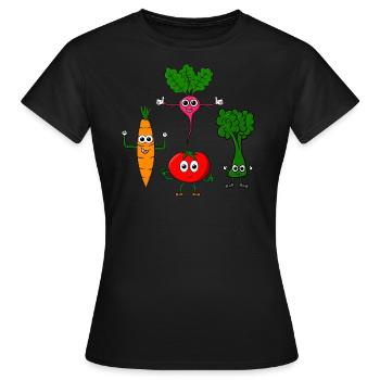 Verschiedene Gemüse - Frauen T-Shirt - Schwarz - Vorne - AI Model Female 172 dark (172cm)