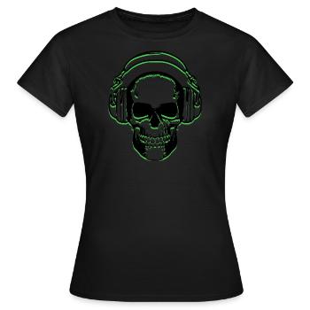 Casque crâne vert - T-shirt Femme - noir - Devant - AI Model Female 172 dark (172cm)