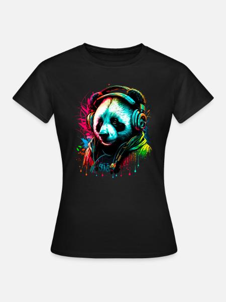 Abstrakter Pandabär - Frauen T-Shirt - Schwarz