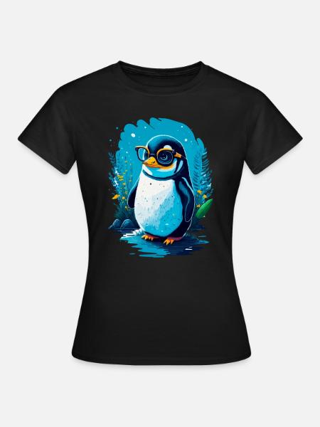 Niedlicher Pinguin - Frauen T-Shirt - Schwarz