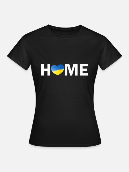Home Ukraine Flag with Heart - Frauen T-Shirt - Schwarz