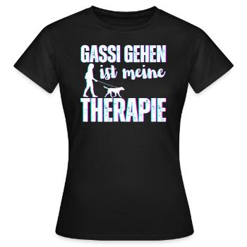 Gassi gehen ist meine Therapie - Frauen T-Shirt - Schwarz - Vorne - AI Model Female 172 dark (172cm)