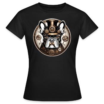 Bouledogue Français steampunk - T-shirt Femme - noir - Devant - AI Model Female 172 dark (172cm)