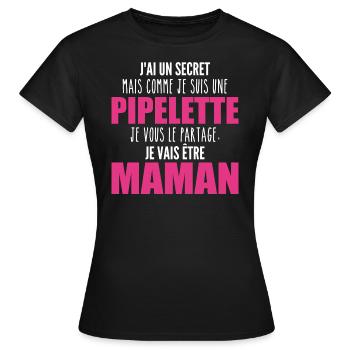 je suis une future maman pipelette ! future maman - T-shirt Femme - noir - Devant - AI Model Female 172 dark (172cm)