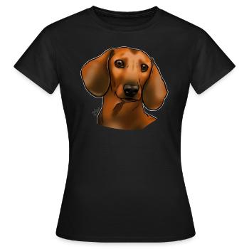 Teckel chocolat (sans texte) textiles foncés) - T-shirt Femme - noir - Devant - AI Model Female 172 dark (172cm)