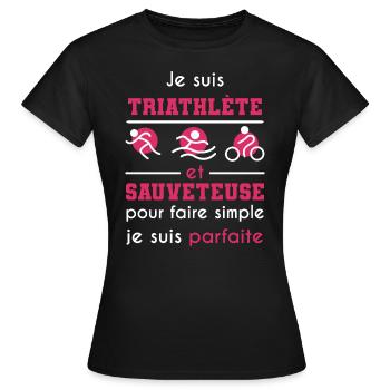 cadeau marrant triathlète sauveteuse - T-shirt Femme - noir - Devant - AI Model Female 172 dark (172cm)