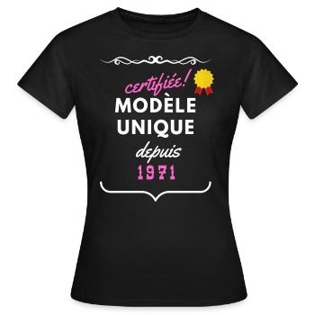 certifiée unique 1971 femme - T-shirt Femme - noir - Devant - AI Model Female 172 dark (172cm)
