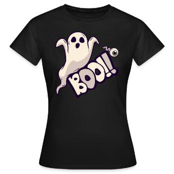 Halloween-Geist, Buh - Frauen T-Shirt - Schwarz - Vorne - AI Model Female 172 dark (172cm)
