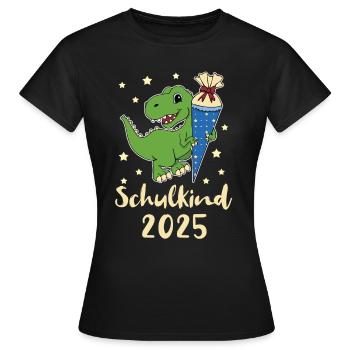 Schoolchild 2025 Dino with Sugar Cone - Women's T-Shirt - black - Front - AI Model Female 172 dark (172cm)