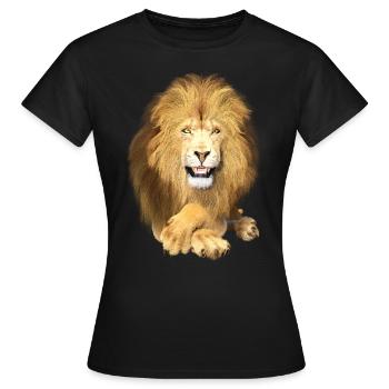 Lion couché, détendu - T-shirt Femme - noir - Devant - AI Model Female 172 dark (172cm)