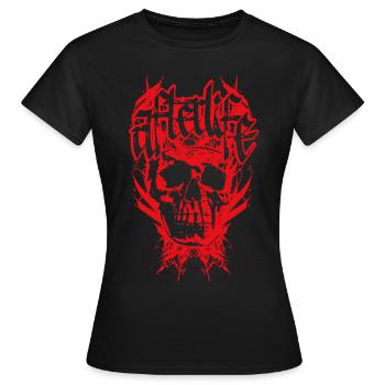 Conception de calligraphie de crâne foncé - T-shirt Femme - noir - Devant - AI Model Female 172 dark (172cm)