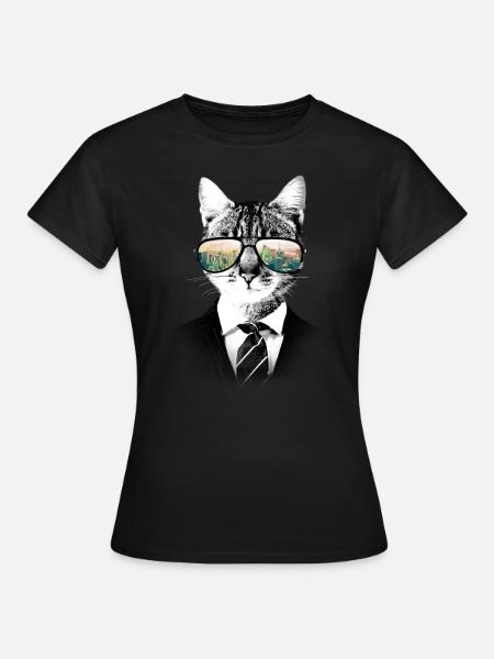NYC Cat - T-shirt Femme - noir