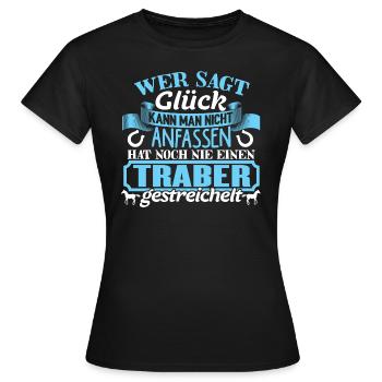 TRABER - Glück zum anfassen - Frauen T-Shirt - Schwarz - Vorne - AI Model Female 172 dark (172cm)