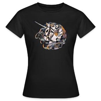 Legende ornament med enhjørning - Dame-T-shirt - sort - Foran - AI Model Female 172 dark (172cm)