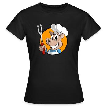 Schwein Grillen BBQ - Frauen T-Shirt - Schwarz - Vorne - AI Model Female 172 dark (172cm)