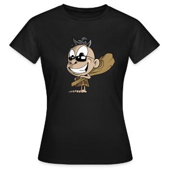 Kleiner Neandertaler mit Keule - Frauen T-Shirt - Schwarz - Vorne - AI Model Female 172 dark (172cm)