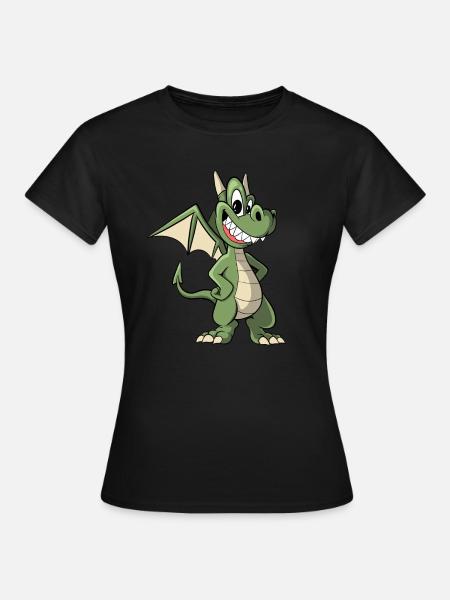 Süßer Drache Cartoon Drachen - Frauen T-Shirt - Schwarz