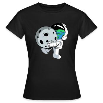 Astronaut wears planets - Women's T-Shirt - black - Front - AI Model Female 172 dark (172cm)