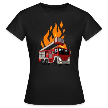 Camion de pompiers Camion de pompiers Incendie - T-shirt Femme - noir - Devant - AI Model Female 172 dark (172cm)