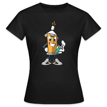 Lustige Cartoon Spraydose - Sprayer - Frauen T-Shirt - Schwarz - Vorne - AI Model Female 172 dark (172cm)