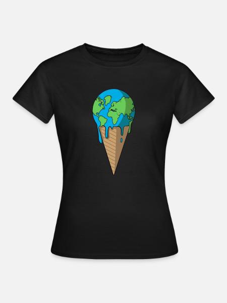 Planet Erde in Eiswaffel - Frauen T-Shirt - Schwarz
