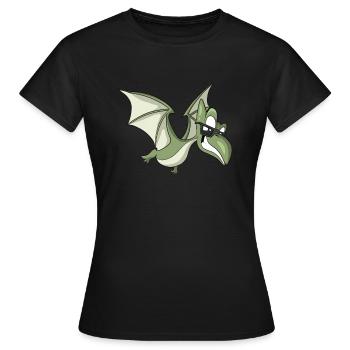 Ptérodactyle Ptérosaure Dessin animé Dinosaure - T-shirt Femme - noir - Devant - AI Model Female 172 dark (172cm)