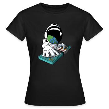 DJ Astronaute Disc Jockey - T-shirt Femme - noir - Devant - AI Model Female 172 dark (172cm)