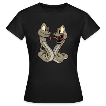 Funny Cartoon Rattlesnakes - Women's T-Shirt - black - Front - AI Model Female 172 dark (172cm)