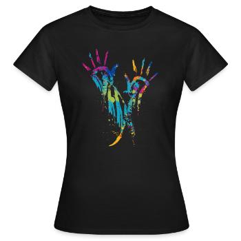 Colorful hands Blaze of color - Women's T-Shirt - black - Front - AI Model Female 172 dark (172cm)