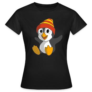 Funny penguin with winter hat - Women's T-Shirt - black - Front - AI Model Female 172 dark (172cm)