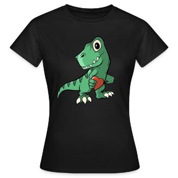 Mignon dinosaure avec un cœur - T-shirt Femme - noir - Devant - AI Model Female 172 dark (172cm)