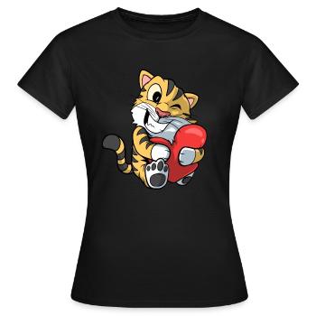 Tiger presse un cœur amoureux - T-shirt Femme - noir - Devant - AI Model Female 172 dark (172cm)