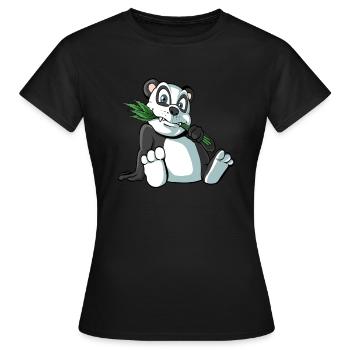 Cute panda bear with bamboo - Women's T-Shirt - black - Front - AI Model Female 172 dark (172cm)