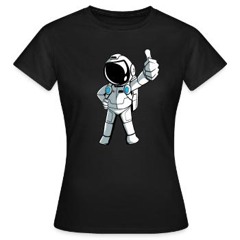 Cartoon astronaut in outer space - Women's T-Shirt - black - Front - AI Model Female 172 dark (172cm)