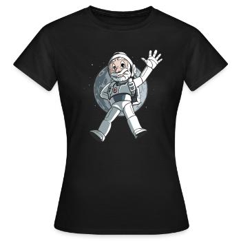 Cartoon astronaut in outer space - Women's T-Shirt - black - Front - AI Model Female 172 dark (172cm)