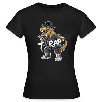 T-Rap Dinosaur Rapper - T-shirt Femme - noir - Devant - AI Model Female 172 dark (172cm)