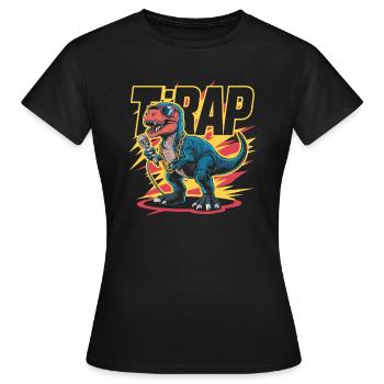 T-Rap Dinosaur Rapper - T-shirt Femme - noir - Devant - AI Model Female 172 dark (172cm)
