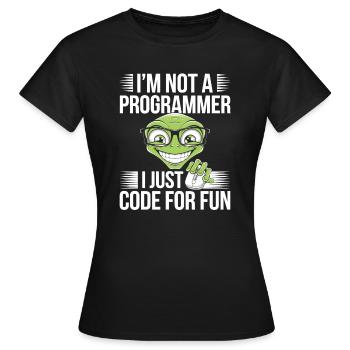 Programmer Computer Freak Code PC - Women's T-Shirt - black - Front - AI Model Female 172 dark (172cm)
