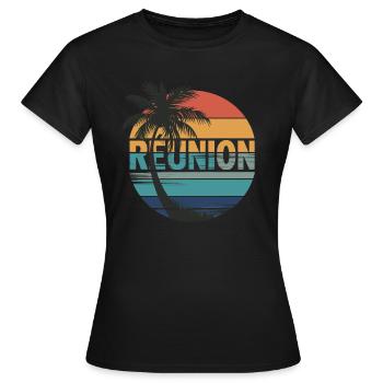 La Réunion - T-shirt Femme - noir - Devant - AI Model Female 172 dark (172cm)