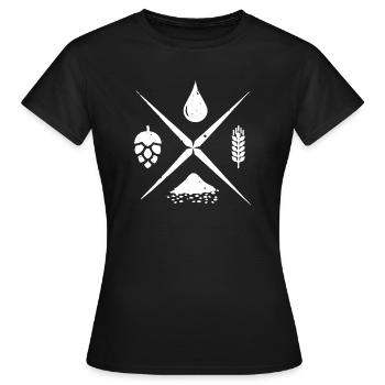 Wasser Gerste Hopfen und Hefe Geschenk - Frauen T-Shirt - Schwarz - Vorne - AI Model Female 172 dark (172cm)