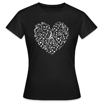 Liebe Herz musikalische Symbole Geschenk - Frauen T-Shirt - Schwarz - Vorne - AI Model Female 172 dark (172cm)