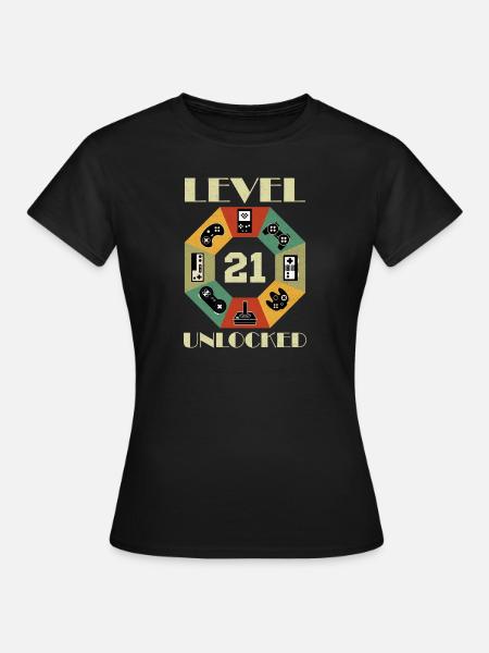 Level 21 Unlocked Geschenk - Frauen T-Shirt - Schwarz