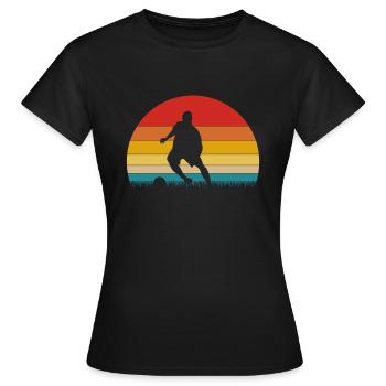 Joueur de football cadeau de silhouette de style rétro - T-shirt Femme - noir - Devant - AI Model Female 172 dark (172cm)