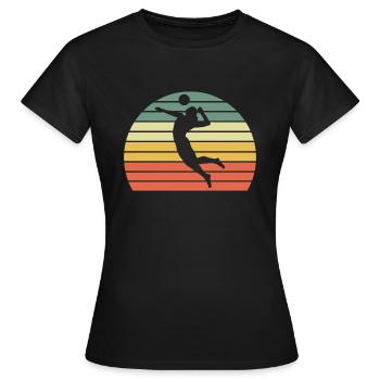Volleyball Sprung Spike Silhouette Geschenk - Frauen T-Shirt - Schwarz - Vorne - AI Model Female 172 dark (172cm)