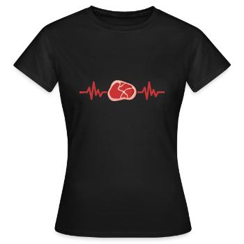 Fleisch Grillsaison Pulse Herzschlag Geschenk - Frauen T-Shirt - Schwarz - Vorne - AI Model Female 172 dark (172cm)