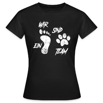 Hunde Spruch wir sind ein Team Geschenk - Frauen T-Shirt - Schwarz - Vorne - AI Model Female 172 dark (172cm)