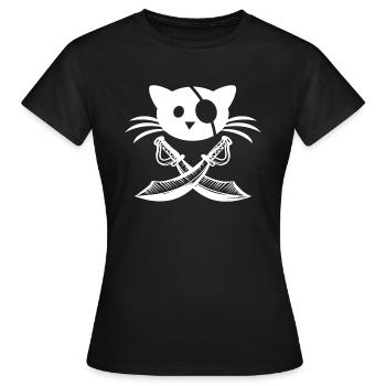 Mietzekatze Pirat Augenklappe Geschenk - Frauen T-Shirt - Schwarz - Vorne - AI Model Female 172 dark (172cm)