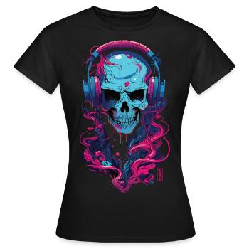 Casque Skull’n' - T-shirt Femme - noir - Devant - AI Model Female 172 dark (172cm)