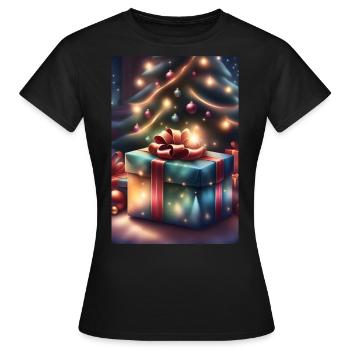 Festliche Geschenkbox unter dem Weihnachtsbaum - Frauen T-Shirt - Schwarz - Vorne - AI Model Female 172 dark (172cm)