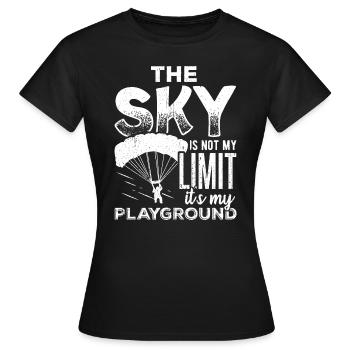 Skydive parasail brolly harness bailer side-slip - Frauen T-Shirt - Schwarz - Vorne - AI Model Female 172 dark (172cm)